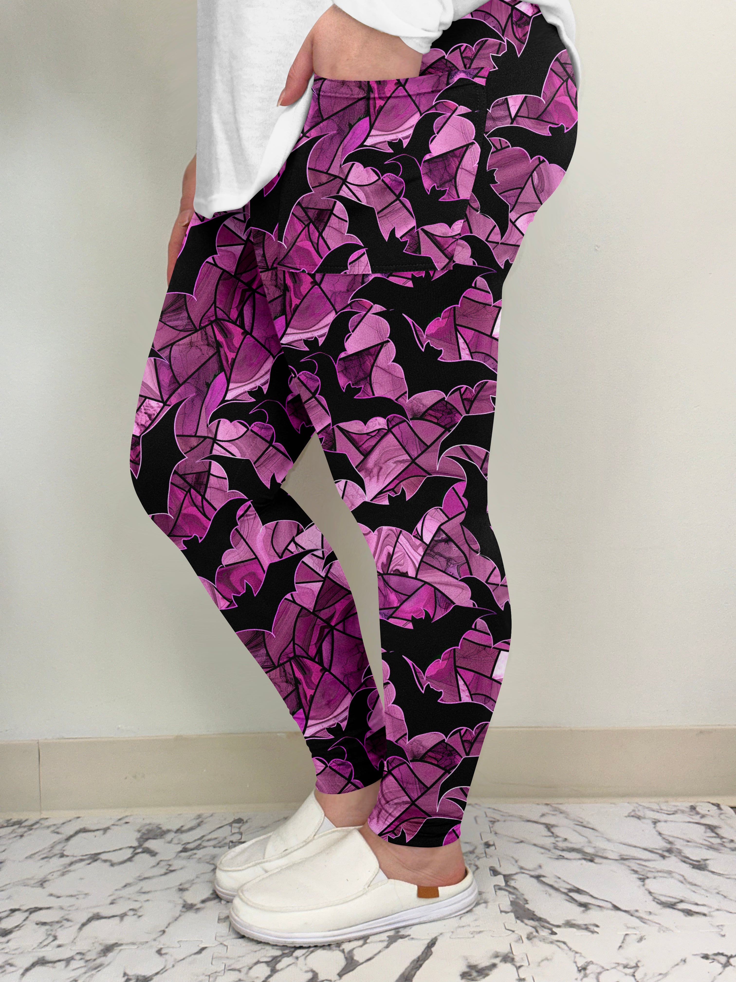 Bats Stained Glass Leggings w/ Pockets