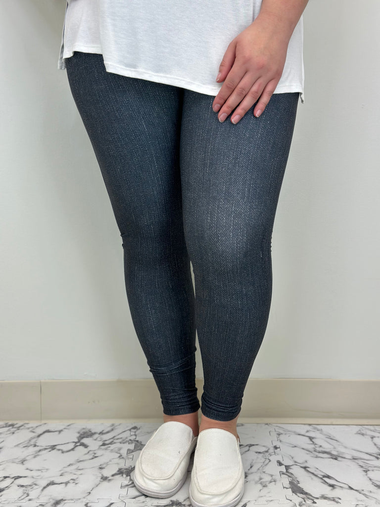 Black Denim Leggings w/ Butt Pockets image 2