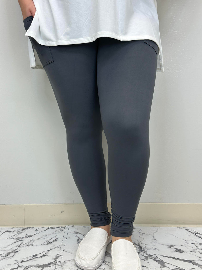 Charcoal Gray Leggings w/ Pockets image 1