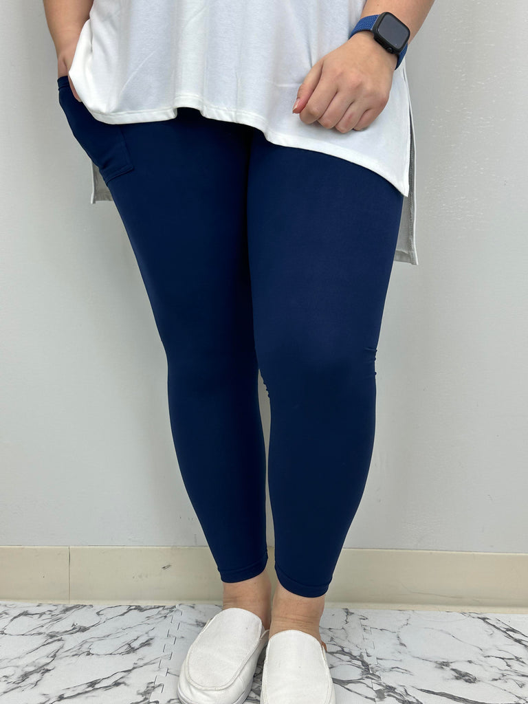 Navy Leggings w/ Pockets image 1