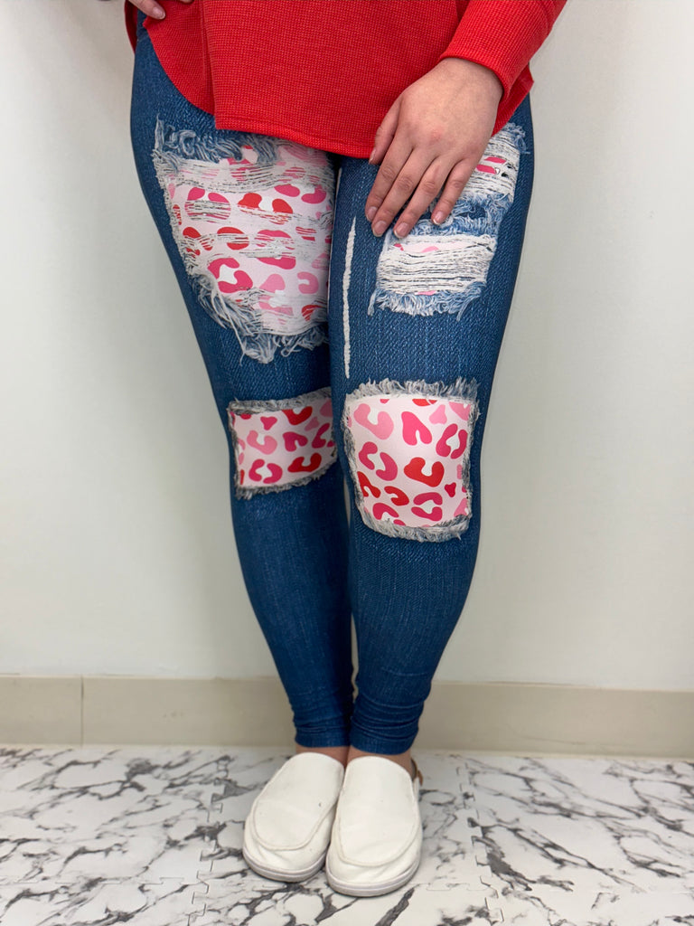 Love Blue Denim Leggings w/ Butt Pockets image 2