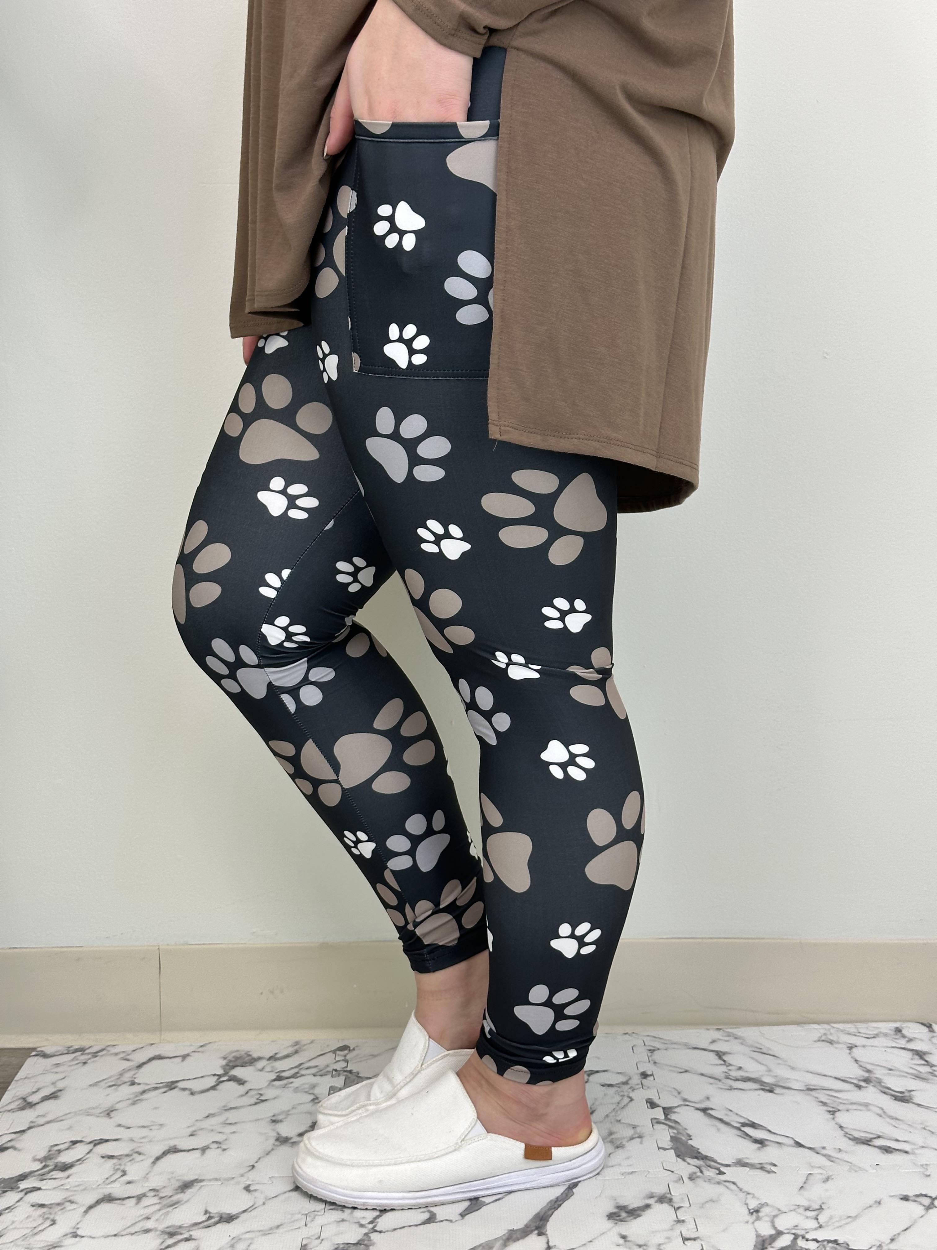 Paw Print Leggings w/ Pockets