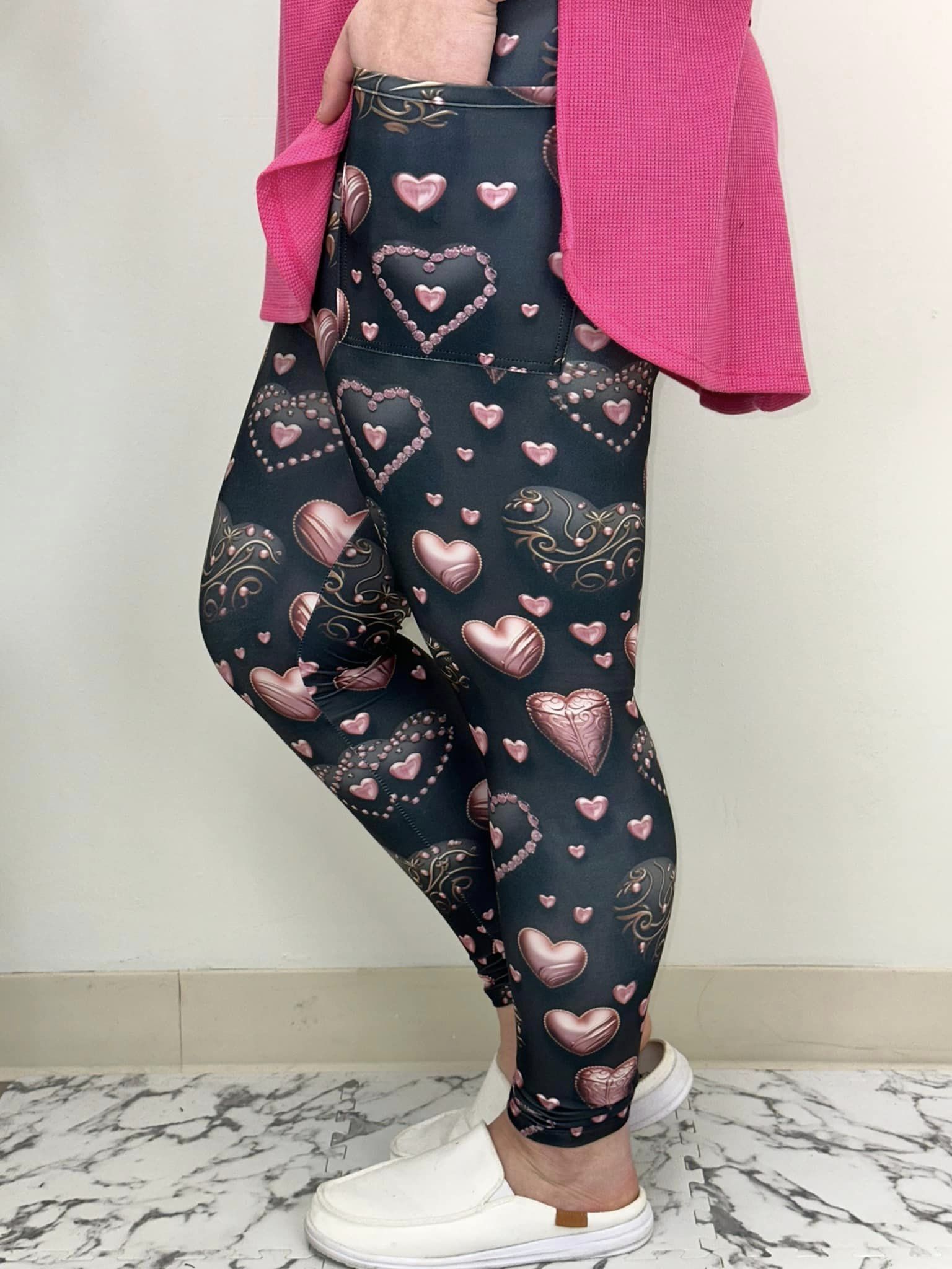 Chocolate Heart Leggings w/ Pockets