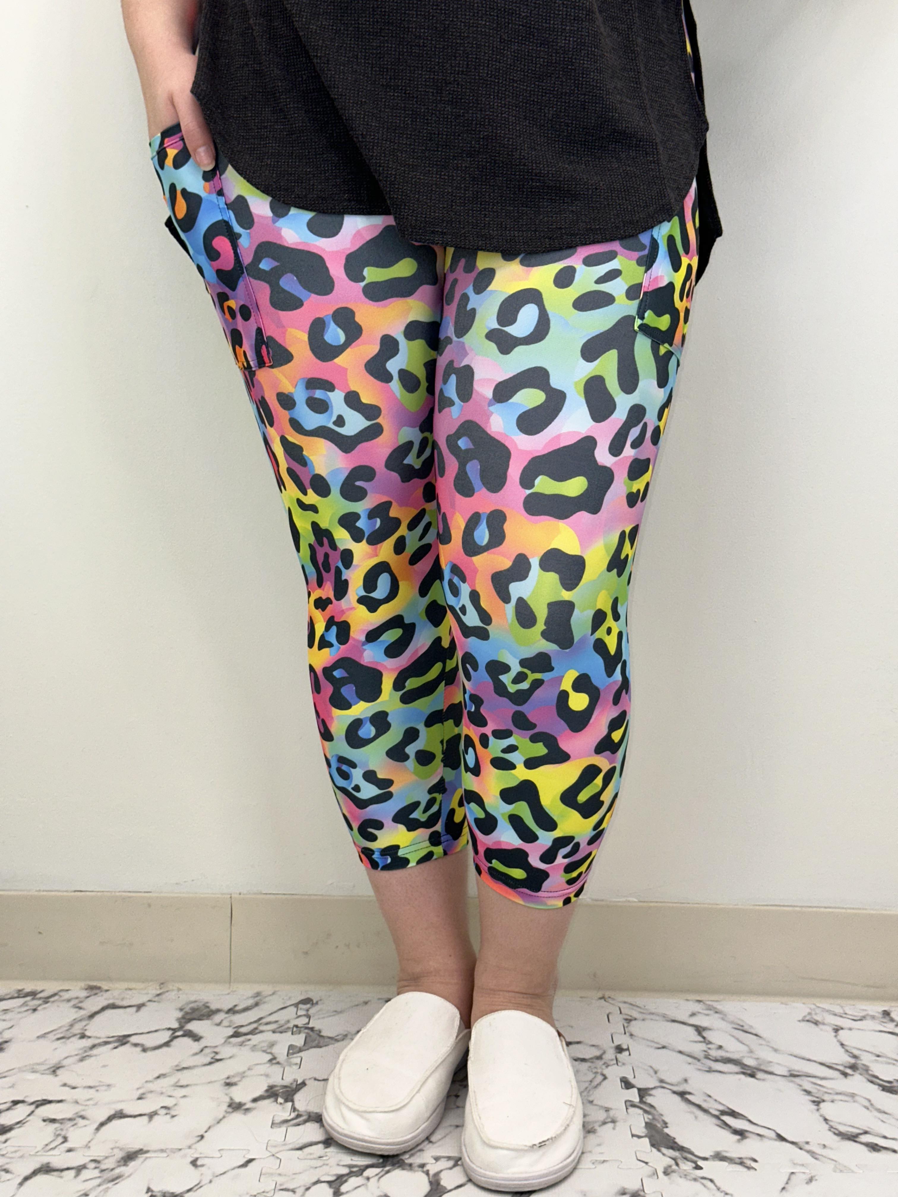 Rainbow Cheetah Capri w/ Pockets