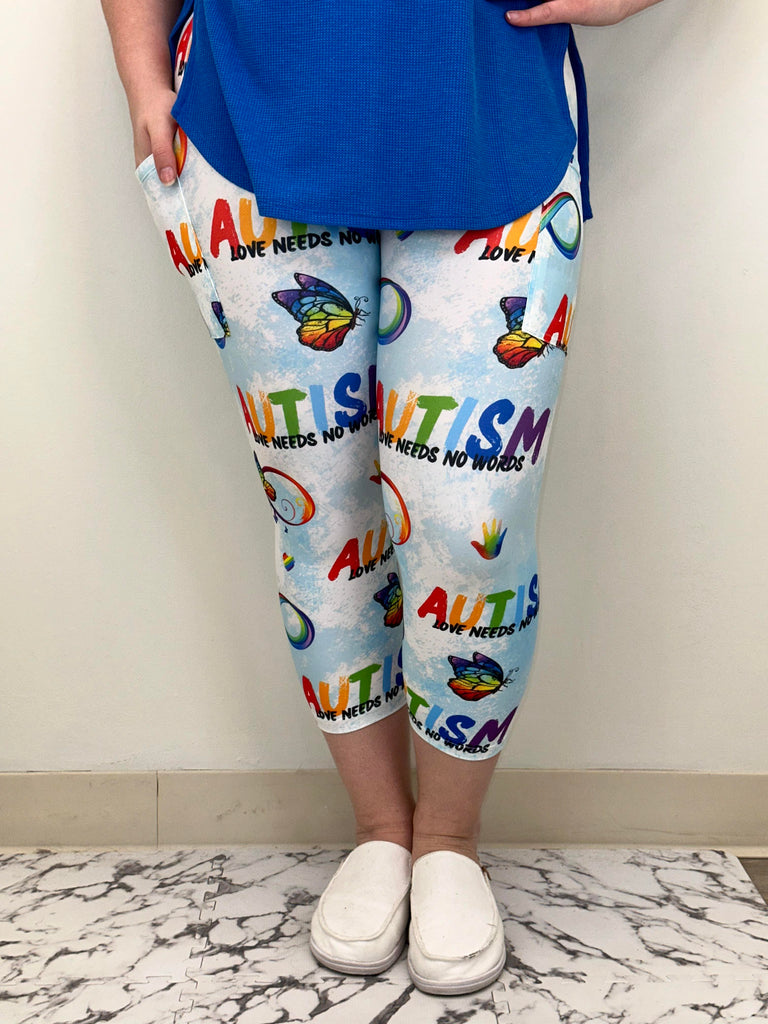 Autism Awareness Capri w/ Pockets (Kid's Leggings) image 2