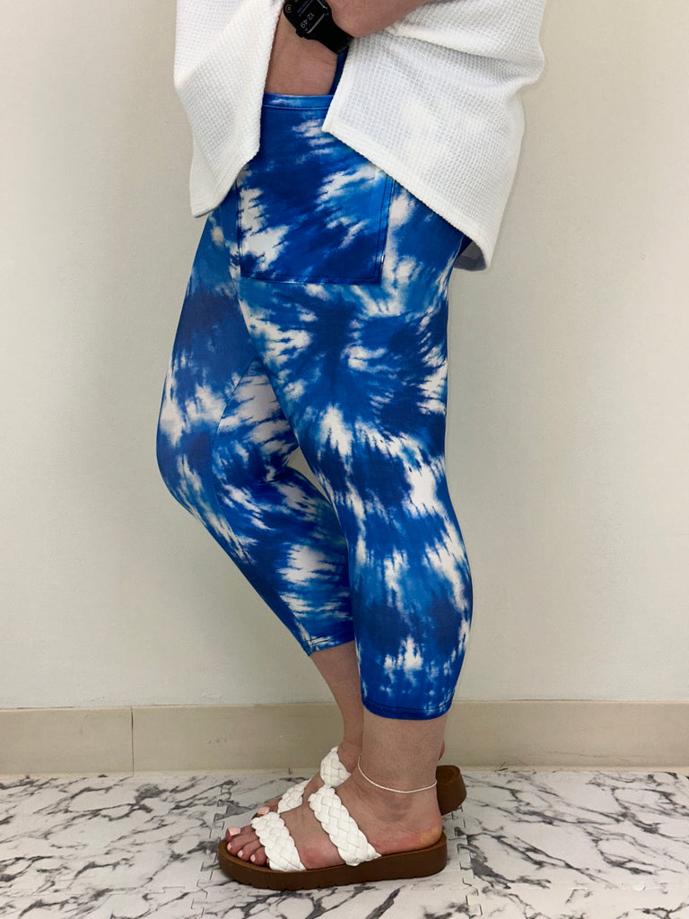 Blue Tie Dye Capri w/ Pockets image 1