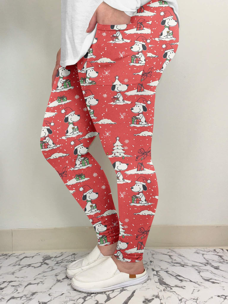 White Dog Leggings w/ Pockets image 1