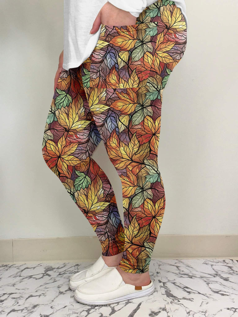 Mosaic Leaf Leggings w/ Pockets image 1