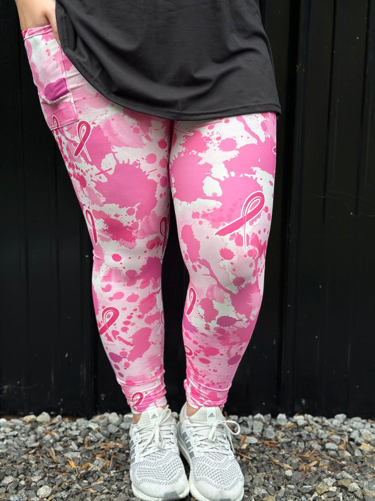 Pink Ribbon Leggings w/ Pockets image 1