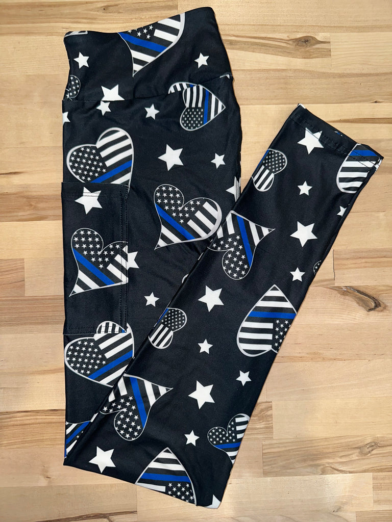 Blue Lives Matter Leggings w/ Pockets image 1