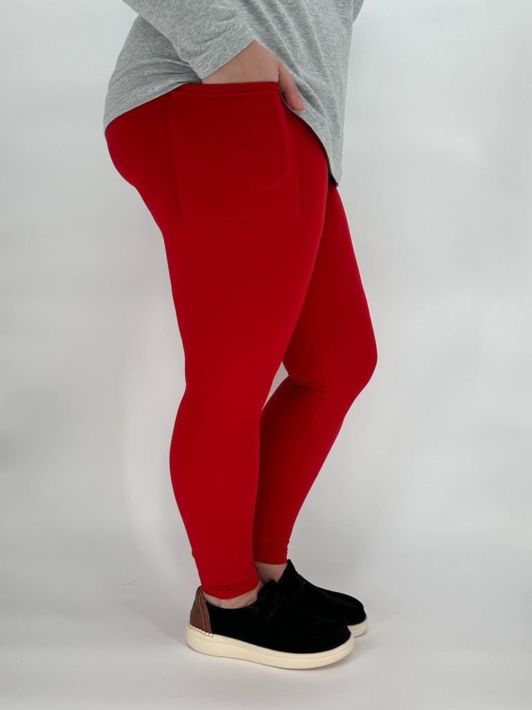 Red Leggings/Capri w/ Pockets image 2