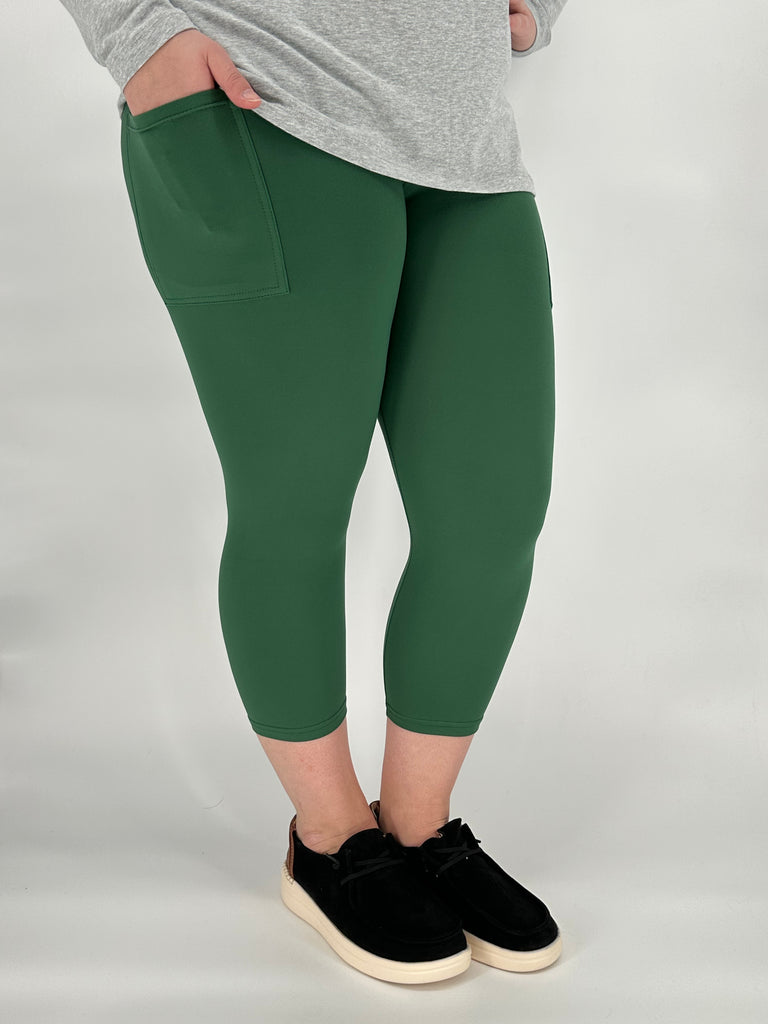 Pine Green Leggings/Capri w/ Pockets image 3