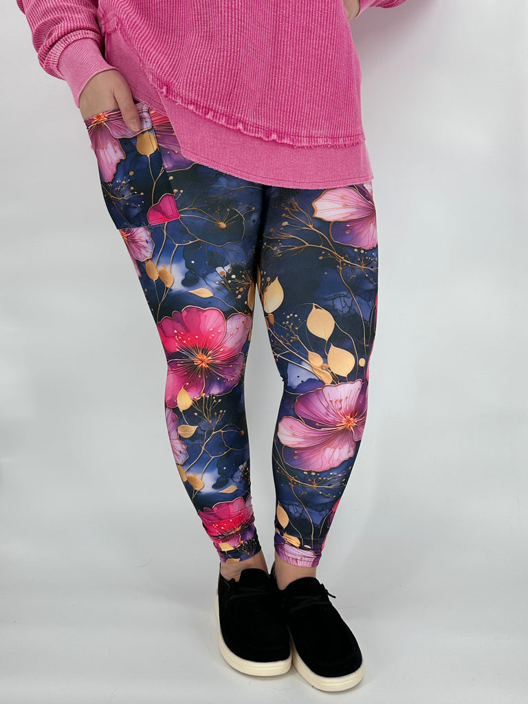 Alcohol Floral Leggings w/ Pockets image 1