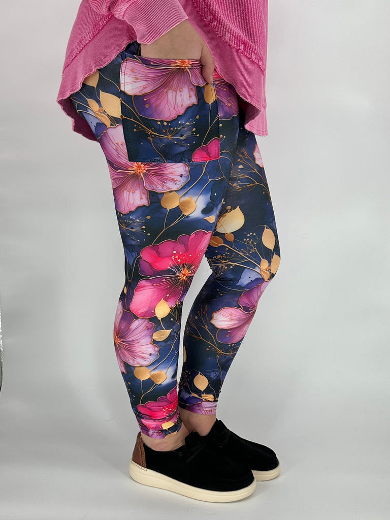 Alcohol Floral Leggings w/ Pockets image 2