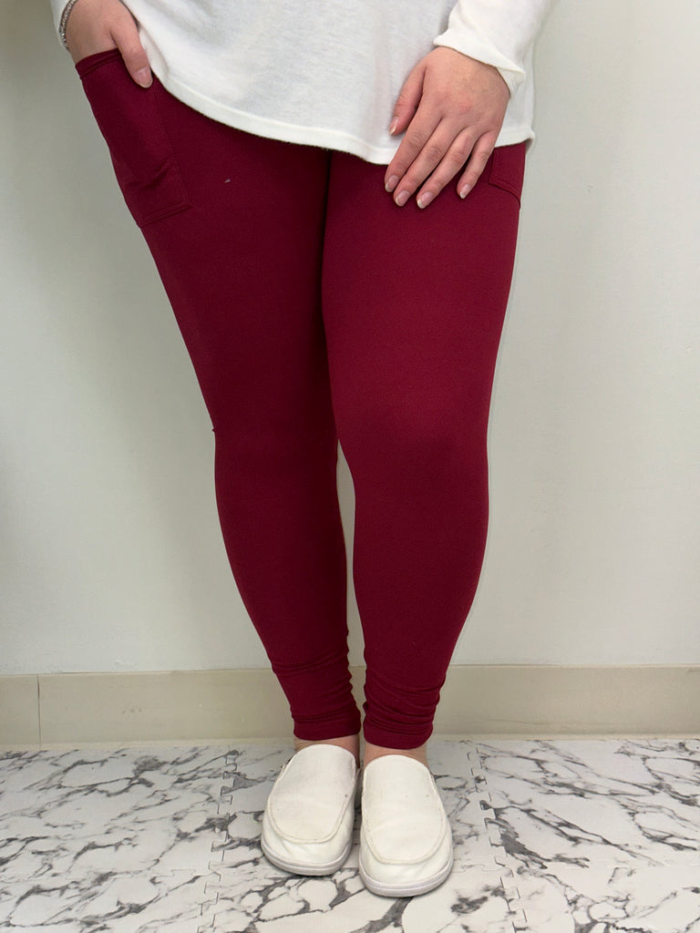 Cranberry Leggings w/ Pockets image 2