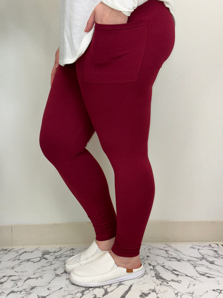 Cranberry Leggings w/ Pockets image 1