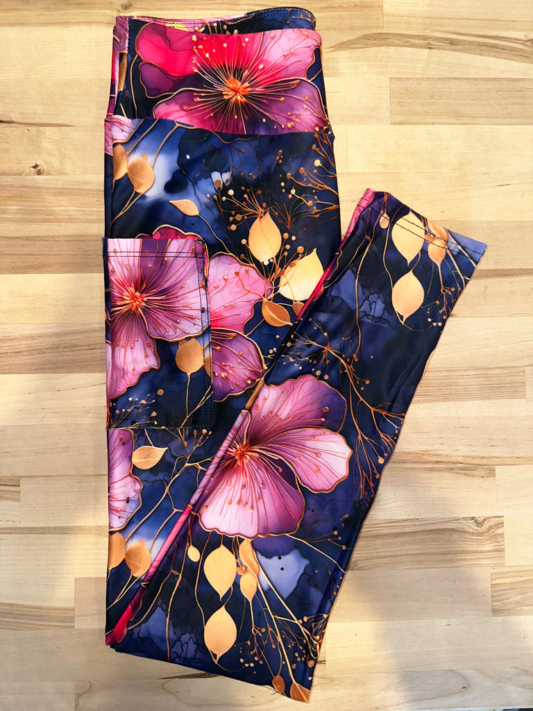 Alcohol Floral Leggings w/ Pockets image 1