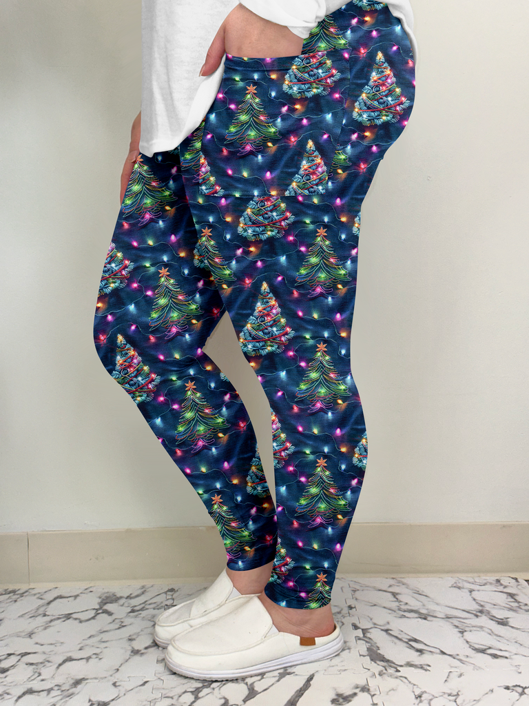 Neon X-Mas Tree Leggings w/ Pockets image 1