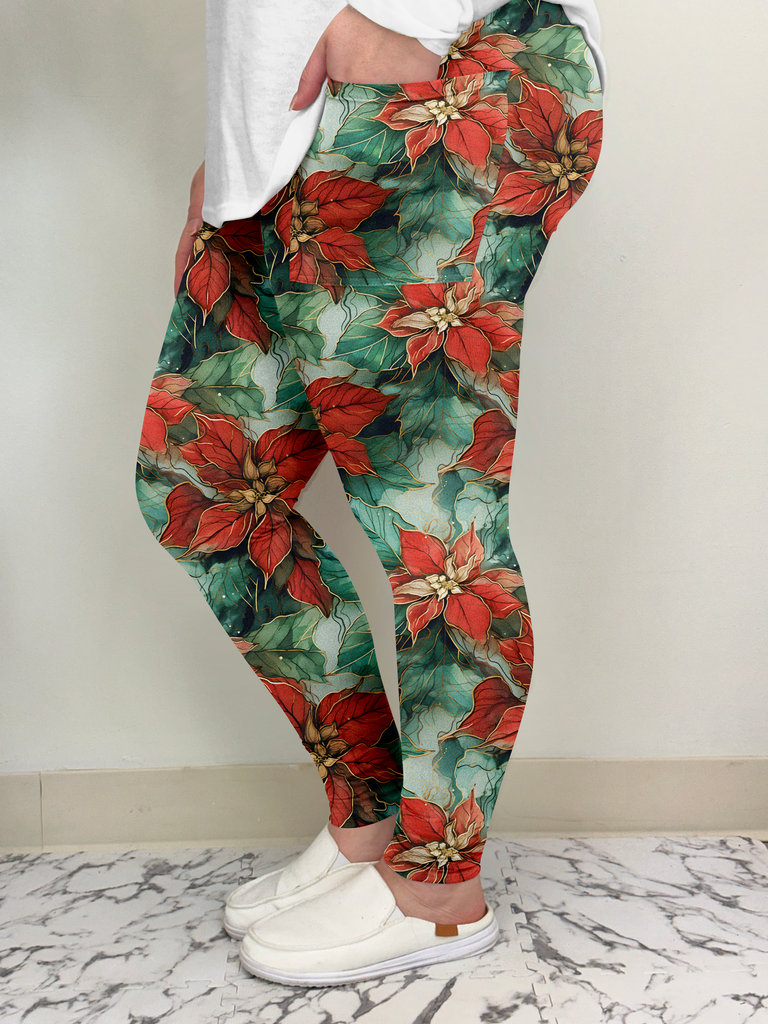 Poinsettia Leggings w/ Pockets image 1