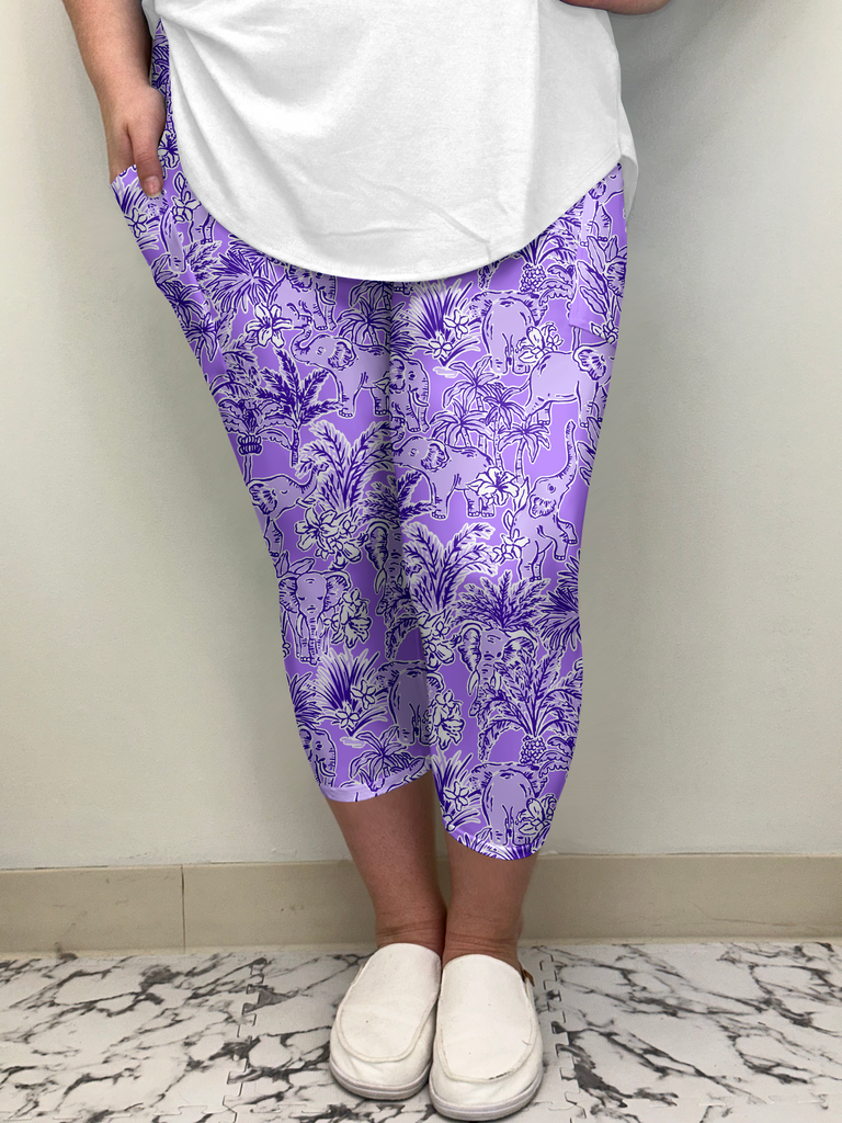 Purple Elephant Capri w/ Pockets image 1