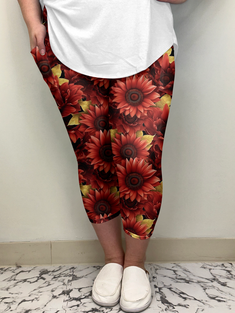 Red Sunflower Capri w/ Pockets image 1