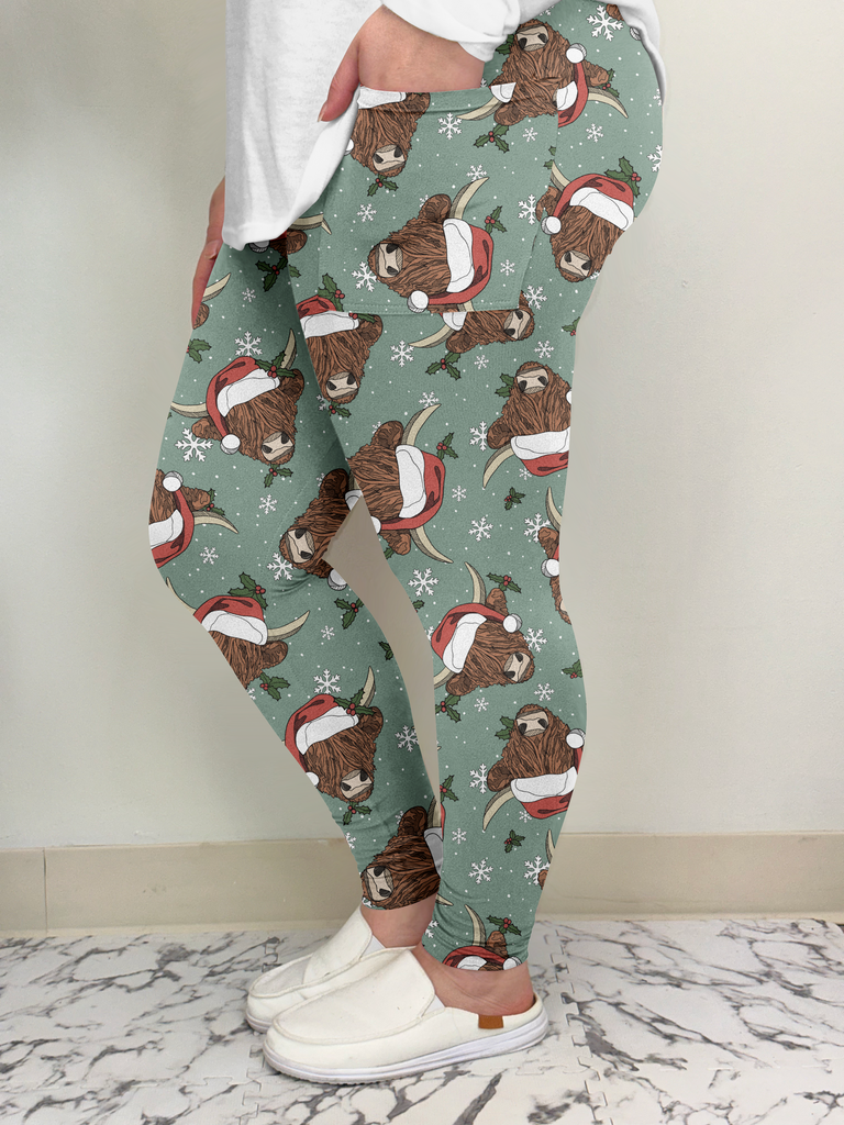 Santa Cow Leggings w/ Pockets image 1