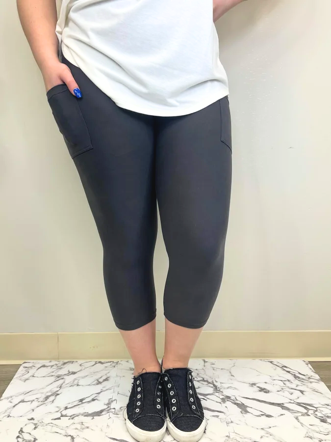 Charcoal Gray Capri w/ Pockets