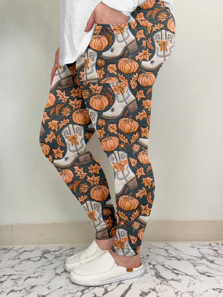 Western Pumpkin Leggings w/ Pockets image 1