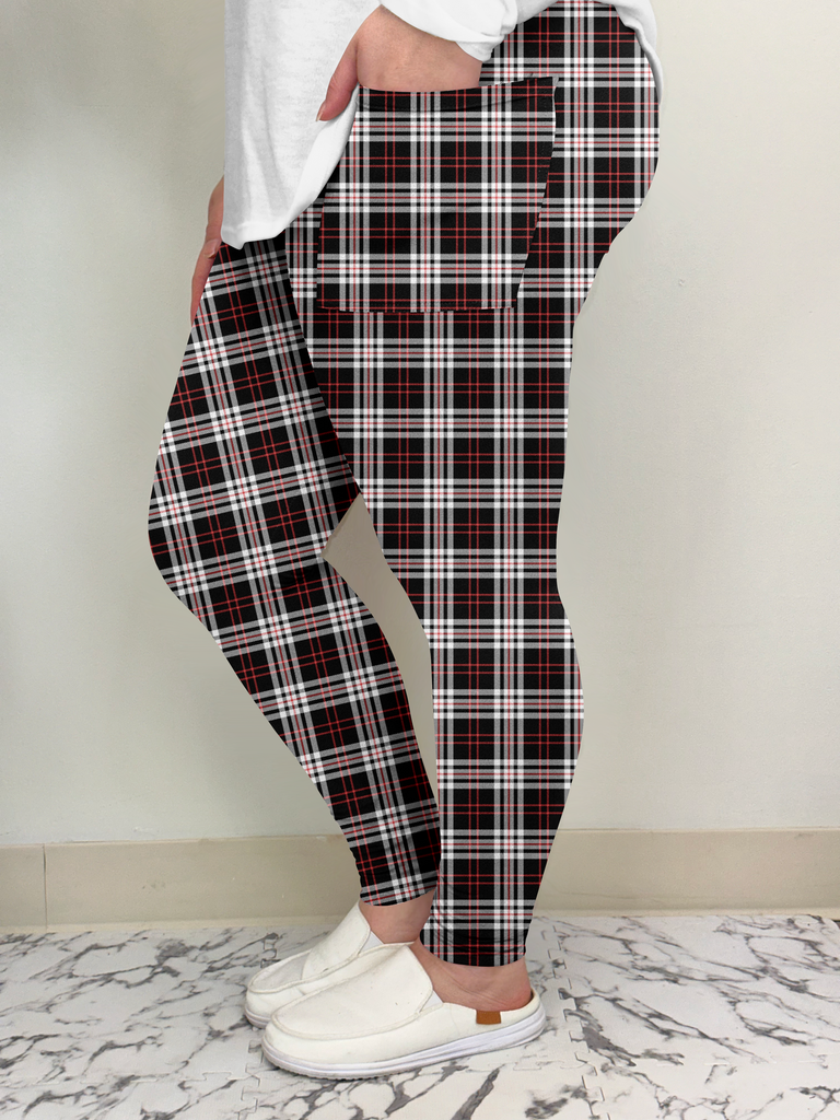 Red Plaid Leggings w/ Pockets image 1