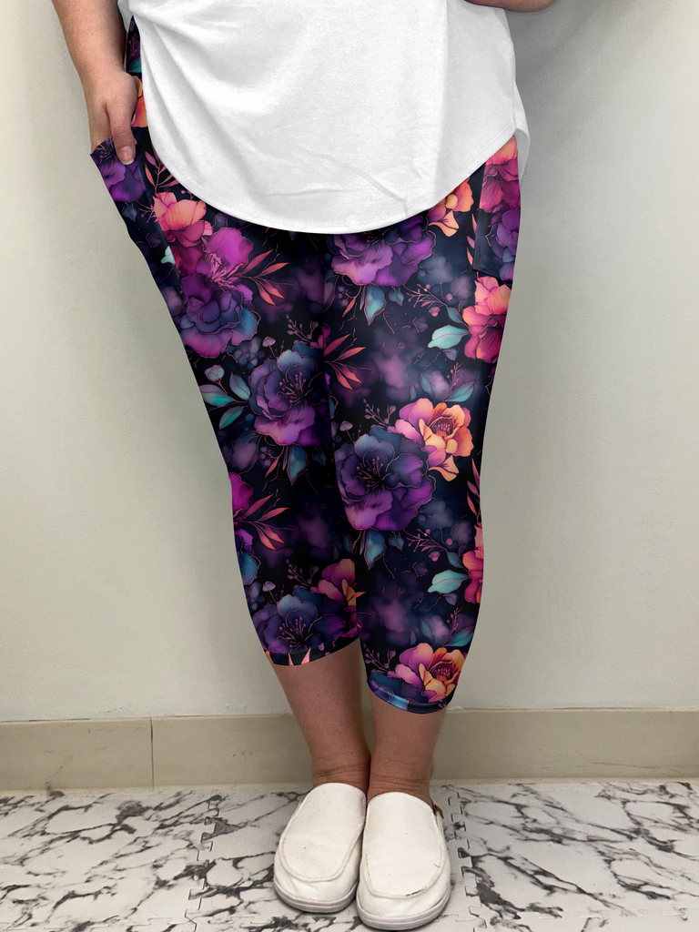 Dark Floral Capri w/ Pockets image 1