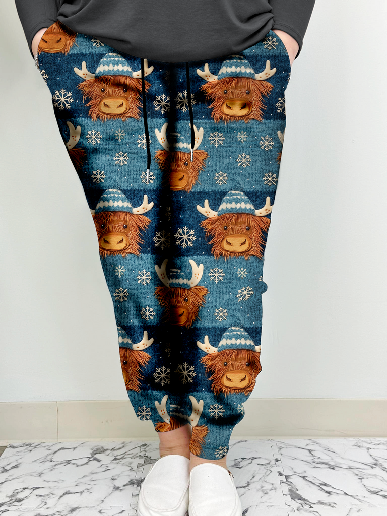 Winter Highland Cow Leggings/Joggers w/ Pockets | Run ends 11/17 @ midnight | ETA 32 Days image 2