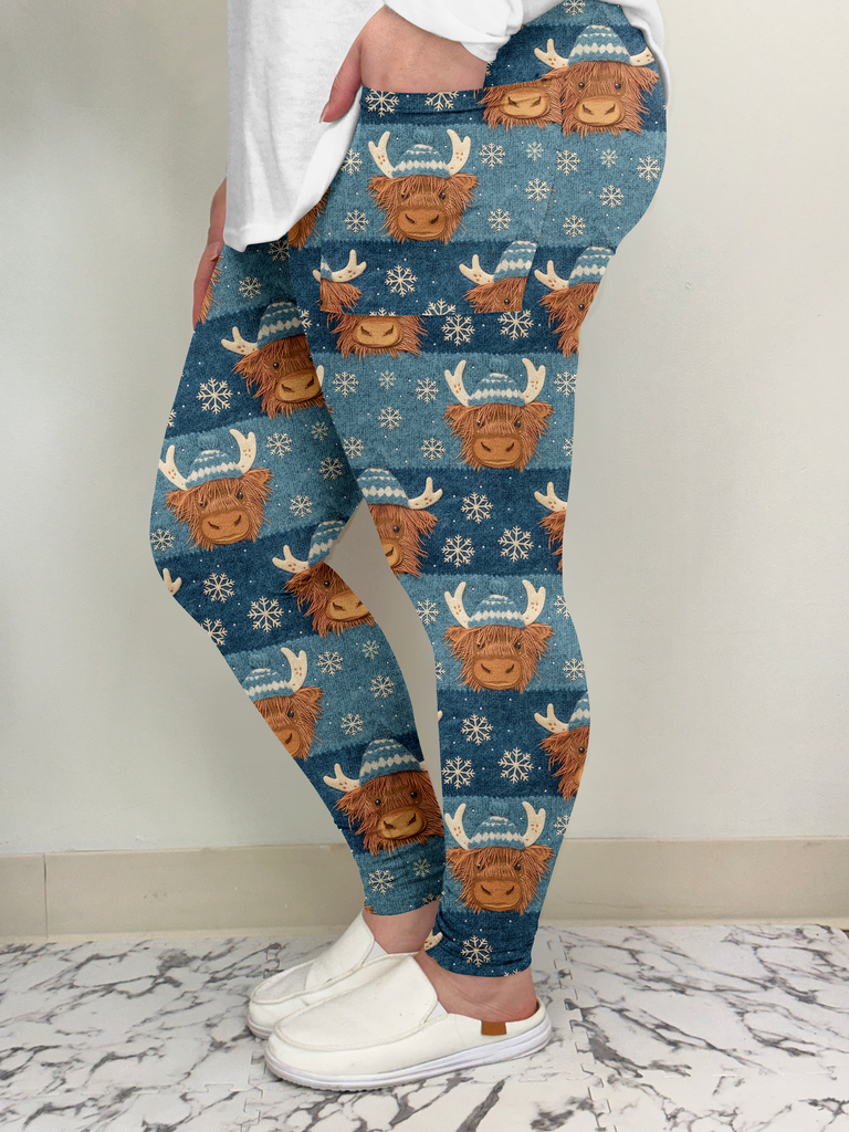 Winter Highland Cow Leggings/Joggers w/ Pockets | Run ends 11/17 @ midnight | ETA 32 Days image 1