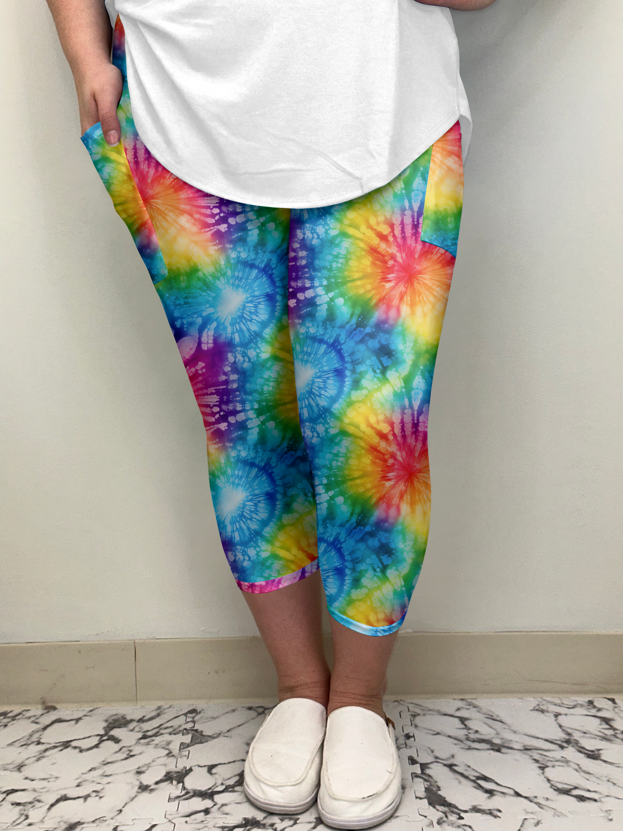 Rainbow Tie Dye Capri w/ Pockets (Kid's Leggings NO Pockets)