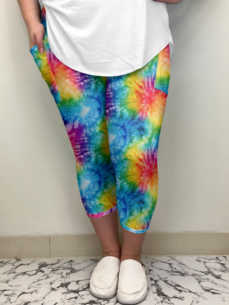 Rainbow Tie Dye Capri w/ Pockets (Kid's Leggings NO Pockets) image 1