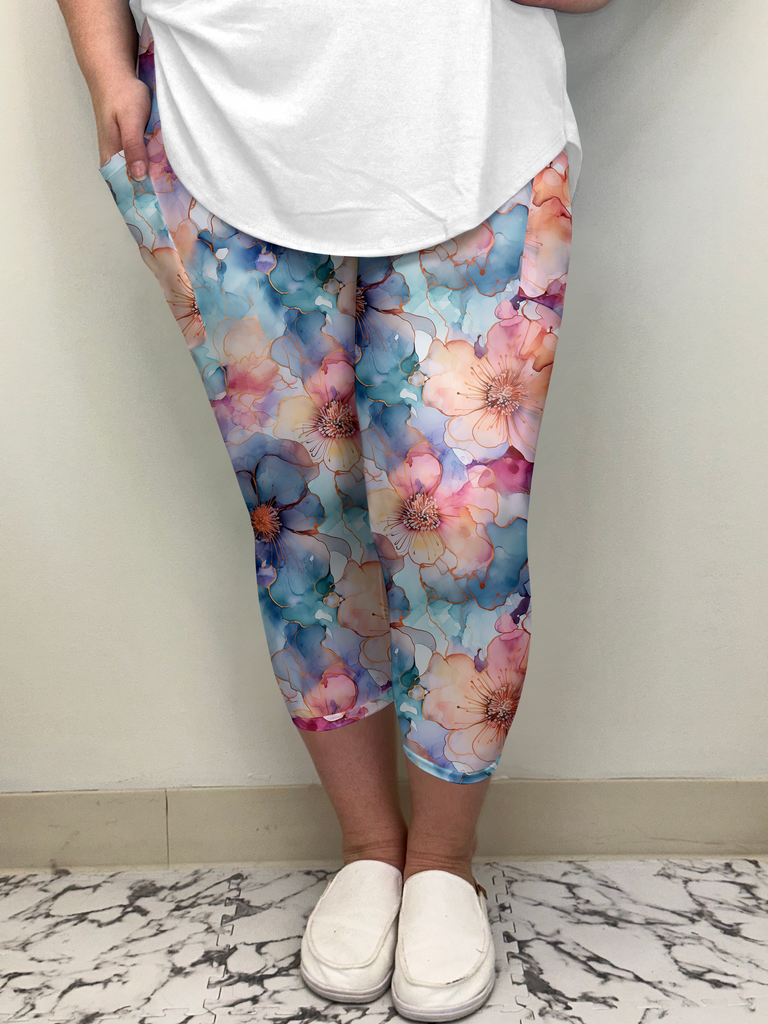 Spring Watercolor Capri w/ Pockets image 1